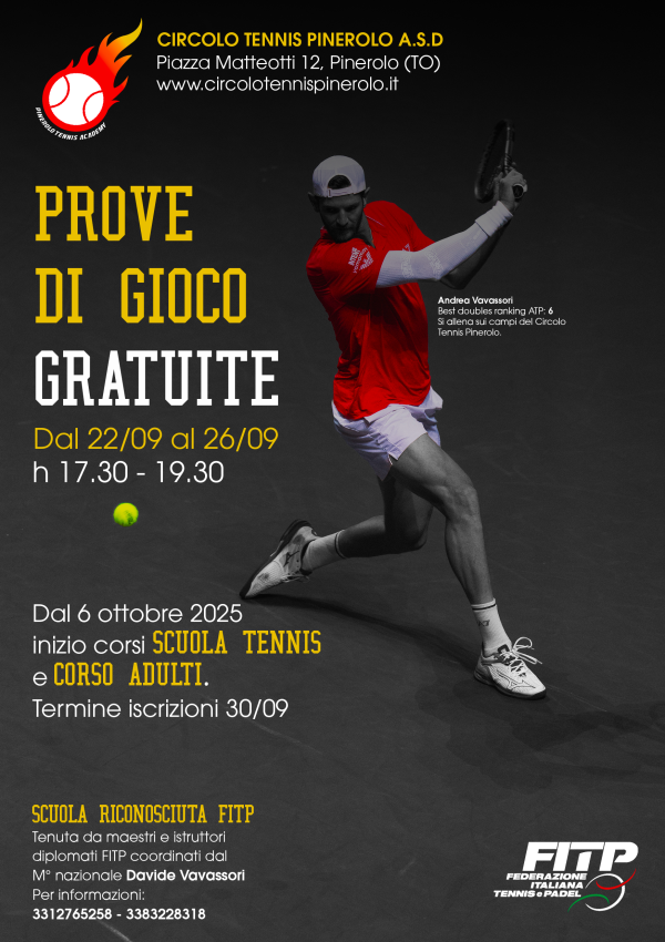 PROVE DI GIOCO GRATUITE dal 22/09 al 26/09 h 17:30 - 19:30